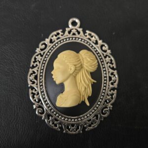 Cream On Black Cameo Pendant