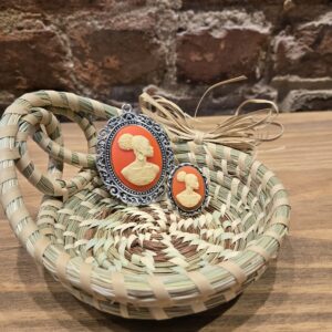 Orange And Cream Cameo Pendant And Ring